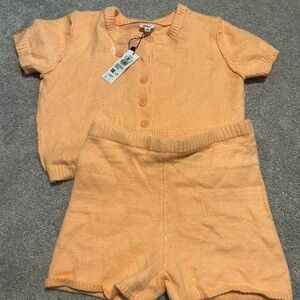 Orange Knit Baby Outfit Set - garage clothing
